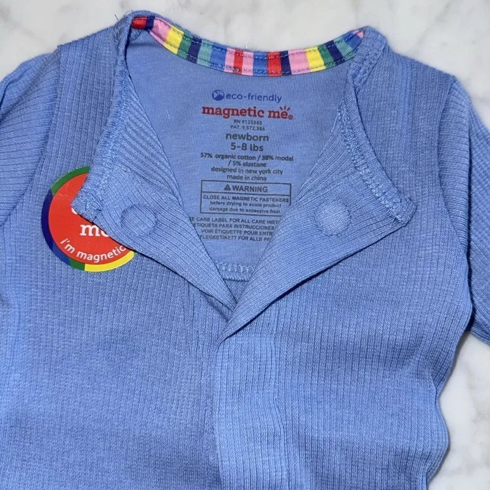 NWT Magnetic Me Organic Cotton Ribbed Blue Footie